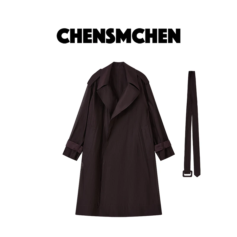 CHENSMCHEN 纯色松弛感廓形风衣女休闲简约宽松显瘦外套CSW7165WY