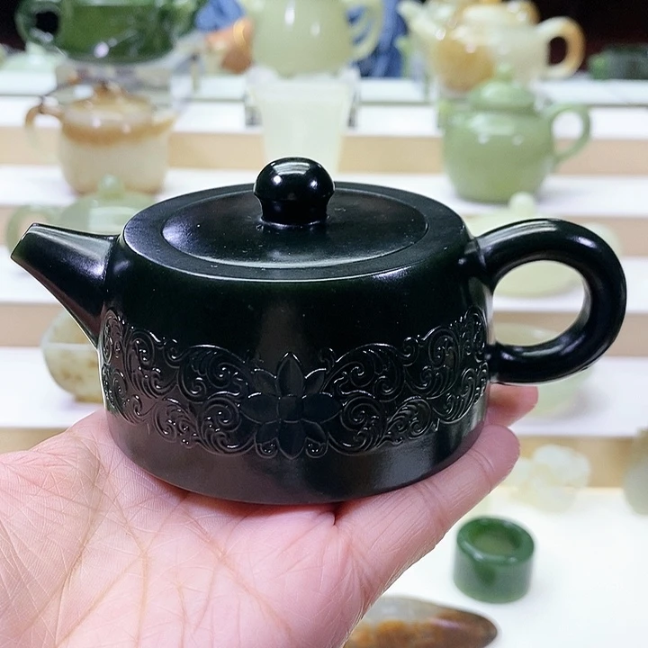和田玉未镶嵌挂件茶壶170m l