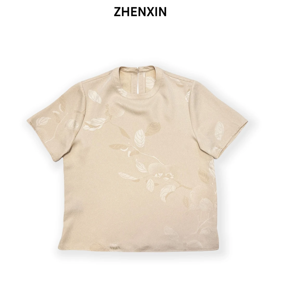 金通正娟短袖T恤真丝桑蚕丝短袖上衣银通百搭时尚气质