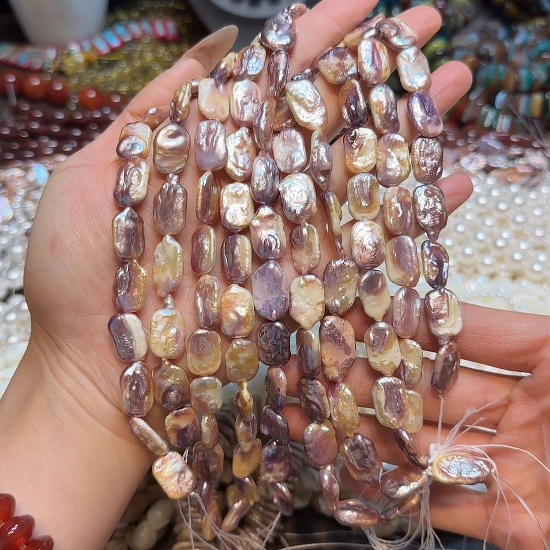 玛瑙/玉髓未镶嵌珠宝半成品粉紫淡水珍珠无事牌一条