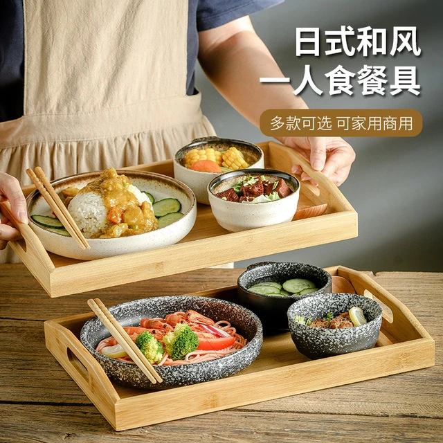 日式陶瓷焗饭盖浇饭一人食餐具餐厅酒店竹木搭配早餐碗碟商用