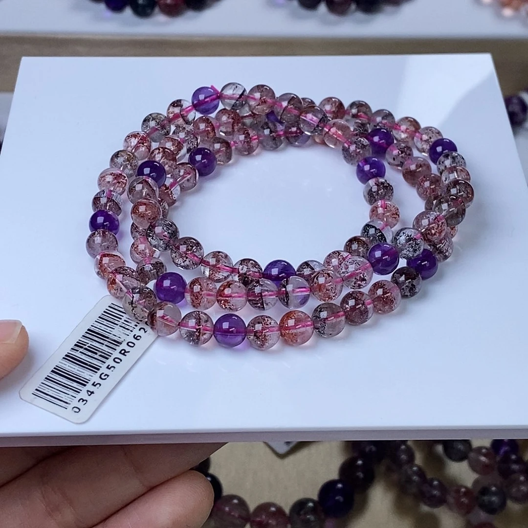 水晶手链未镶嵌黑加仑超七多圈6mm