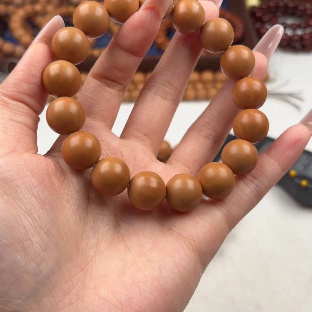 猴头核桃手串全品无暇自然走色正圆光珠14+