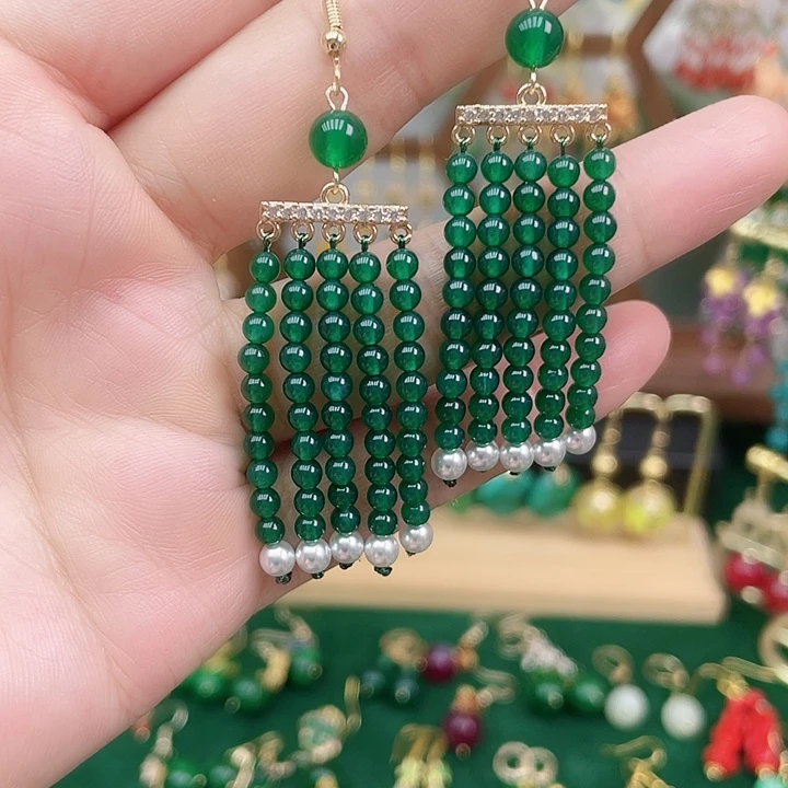 玛瑙/玉髓合金耳饰