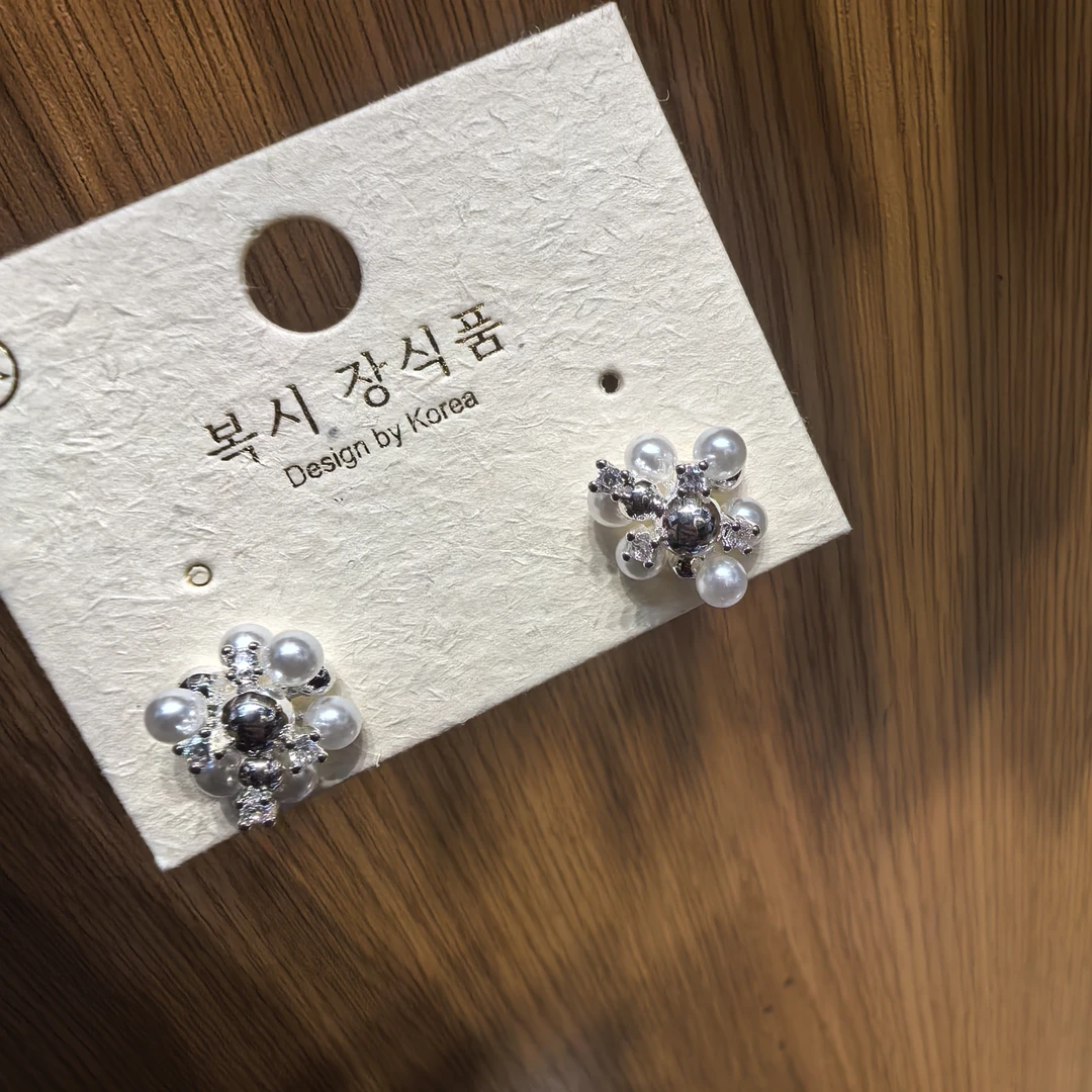 B508银色珠款爆炸烟花闪闪耳钉耳饰