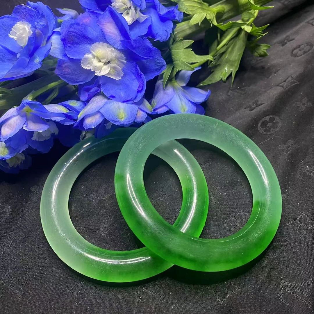 【玉合缘】天然石英质玉圆条手镯-多样性发一 7131