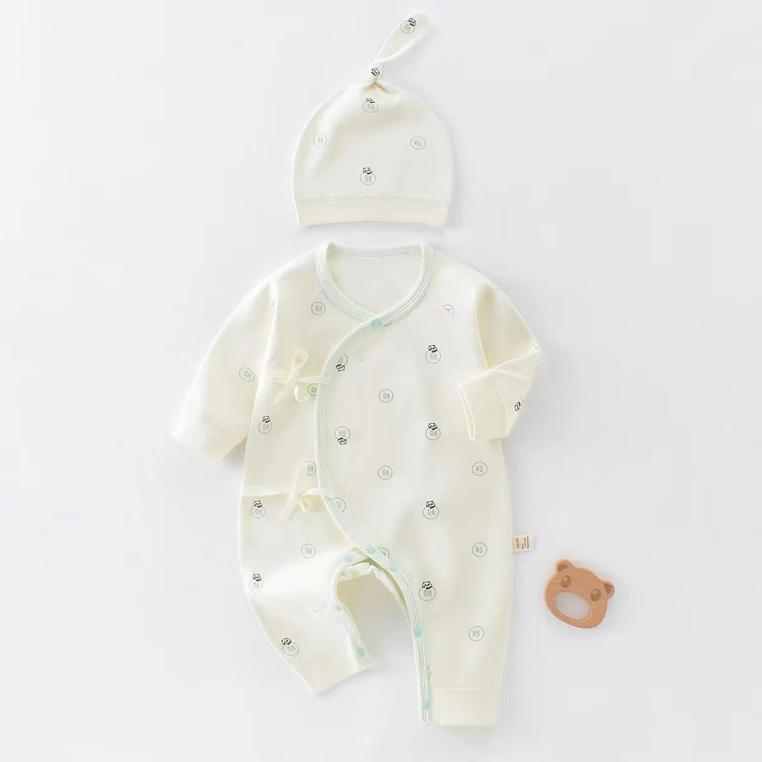 新生儿福宝纯棉无骨四季蝴蝶衣带胎帽