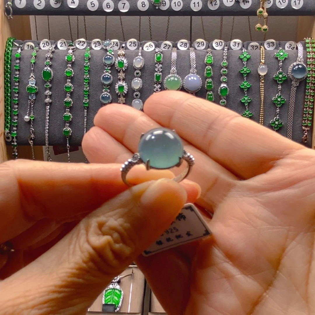 颈饰银S925镶嵌翡翠翡翠戒指
