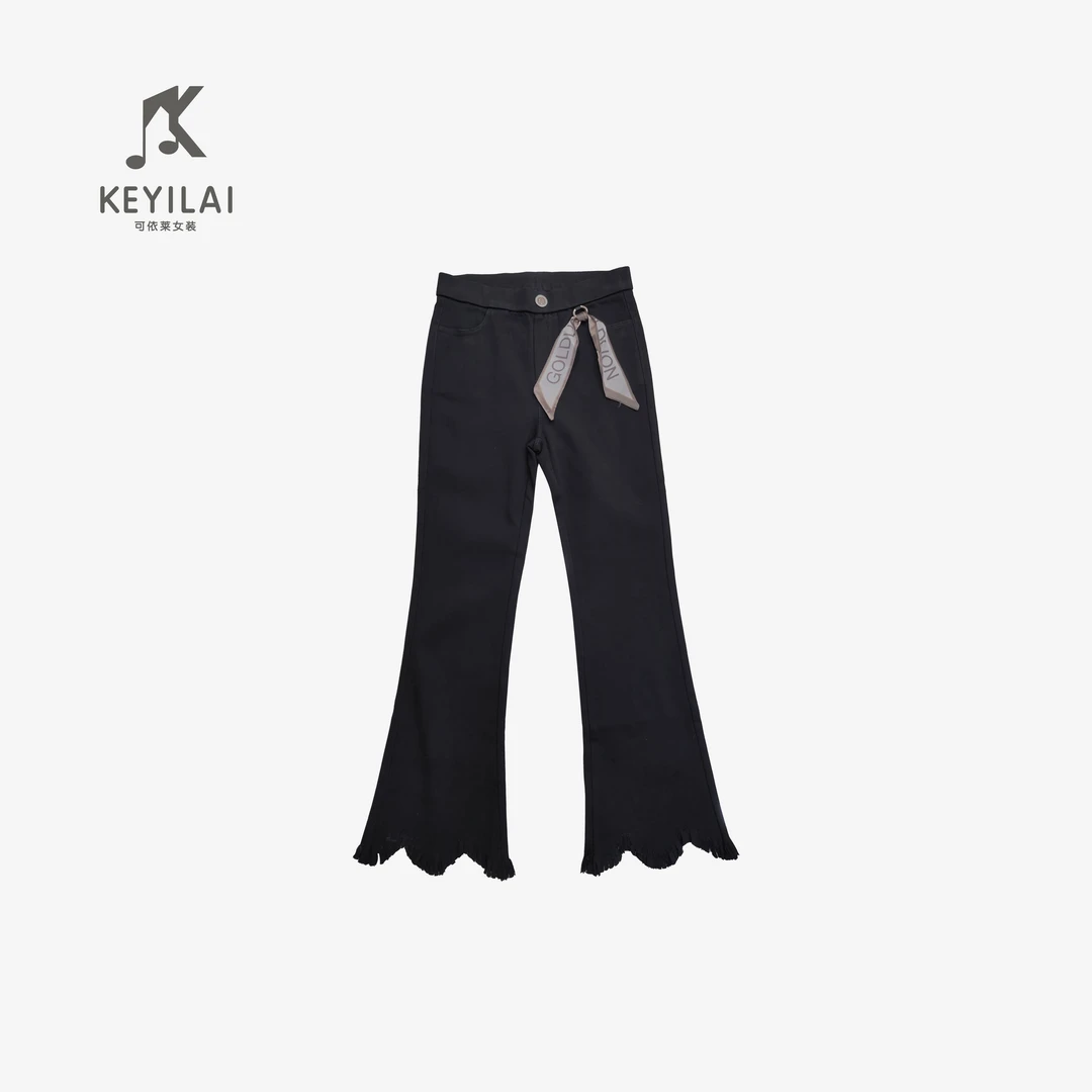 可依莱流苏毛边微喇牛仔裤DQ3V0302