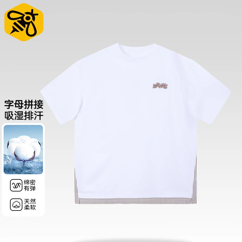 新款圆领宽松胸前时尚字母拼接短袖T恤D1H15600