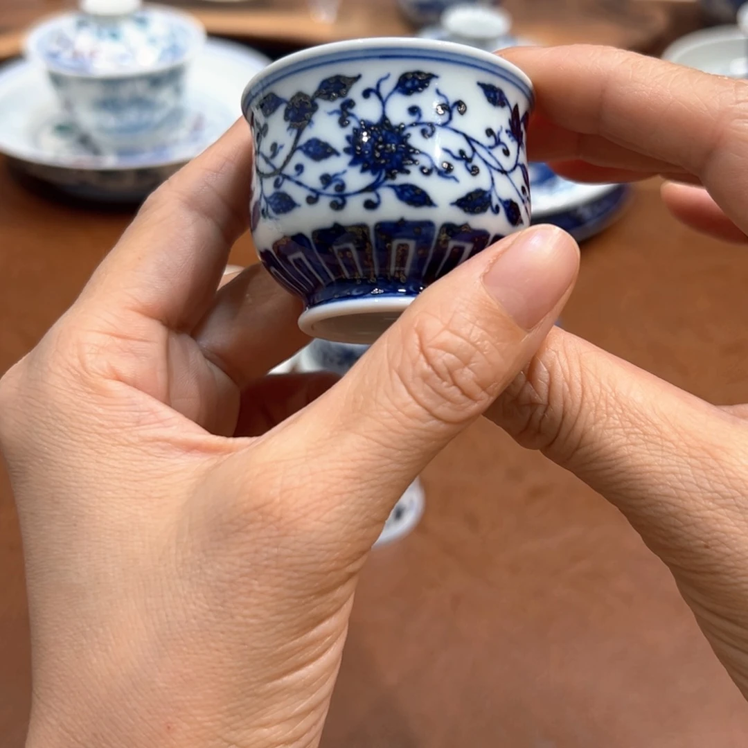 杯子缠枝炉式杯45毫升纯手工