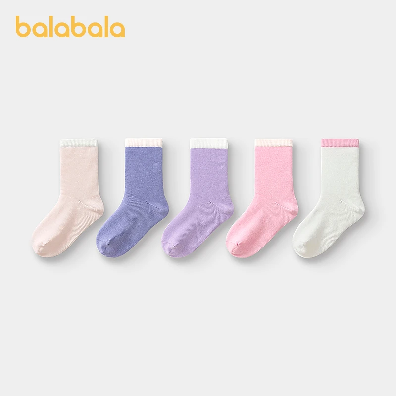 巴拉巴拉儿童袜子男童中筒袜女童学生袜基础打底柔弹不勒脚