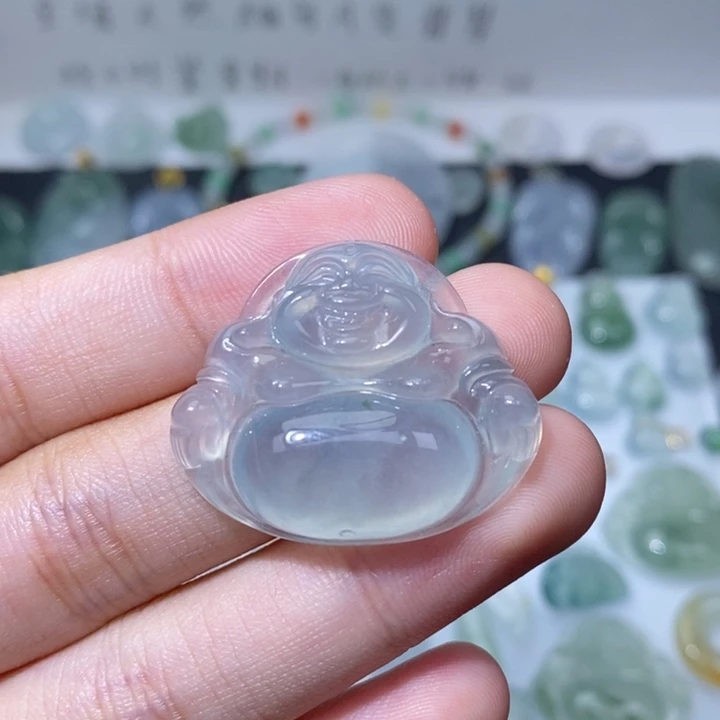 翡翠未镶嵌颈饰冰飘花佛公
