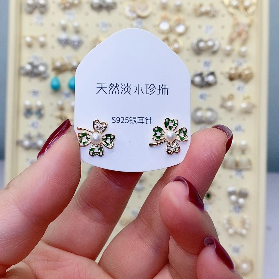 耳饰淡水珍珠银S925镶嵌