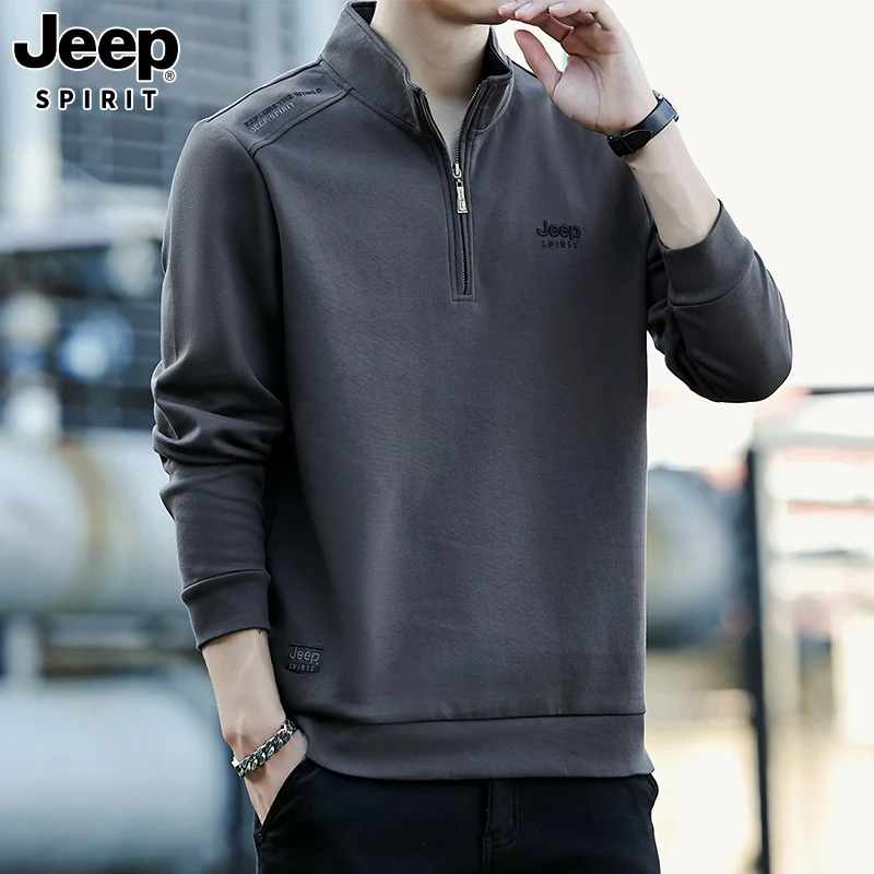 Jeep吉普官方半拉链套头卫衣高档男士立领长袖上衣时尚轻奢