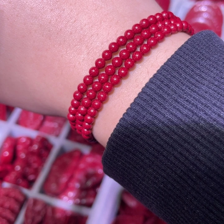 天然辰砂紫金砂4m3圈手串