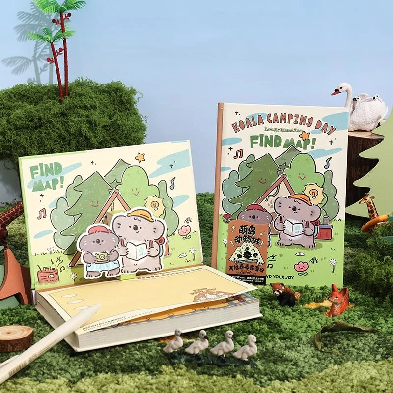 高颜值手帐本可爱卡通日记本女生创意动物园手账本B6本子礼盒套组