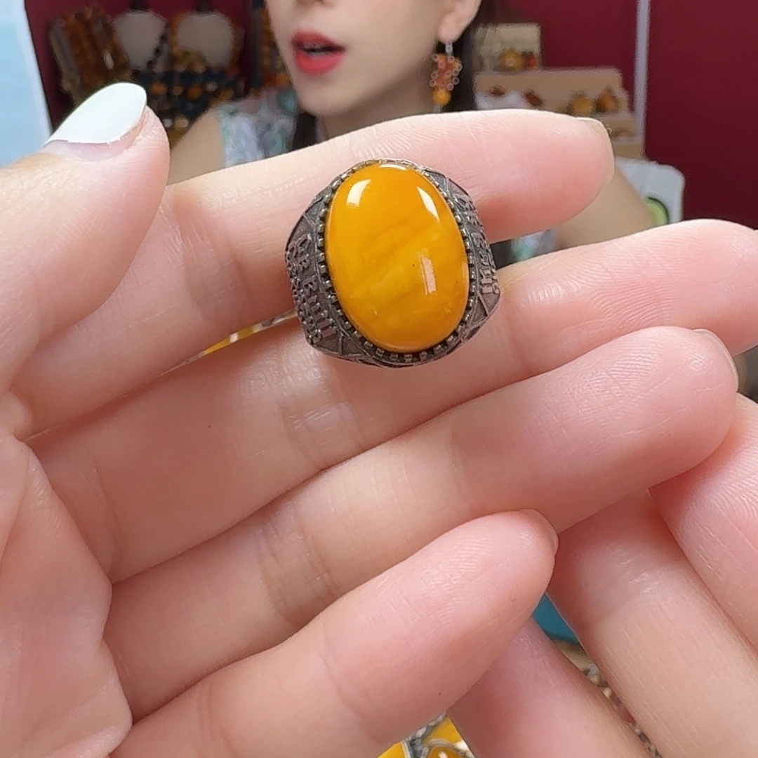 手链蜜蜡银S925镶嵌戒指