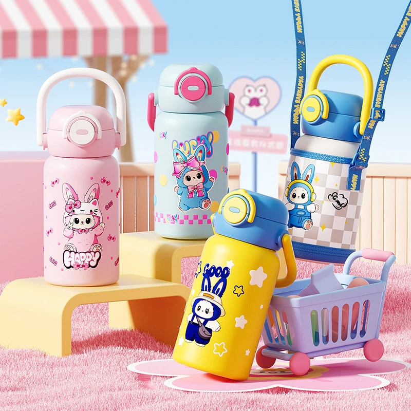 创意卡通双饮儿童保温杯高颜值大容量学生吸管水杯保温杯儿童款