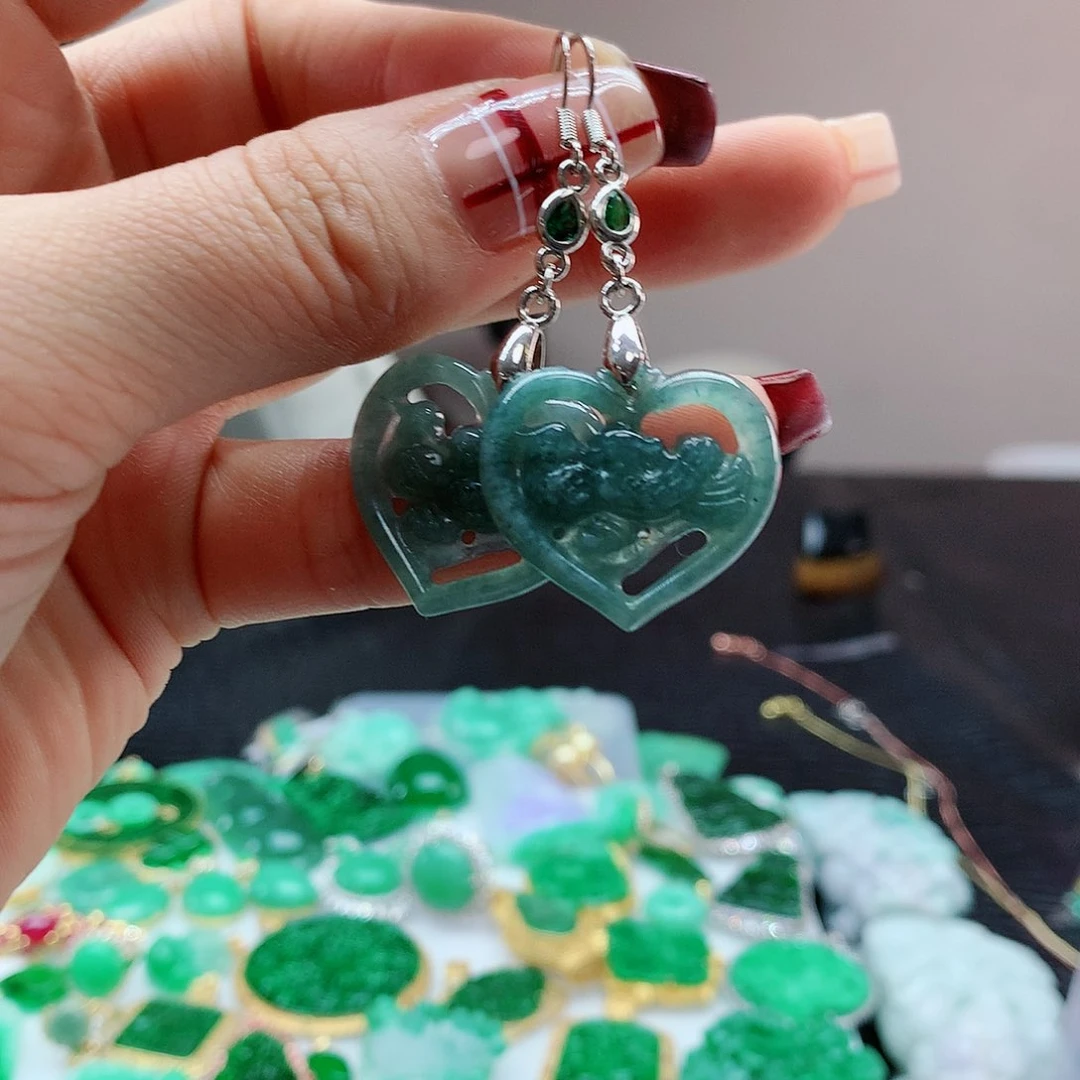 【闪购商品】翡翠耳饰银S925镶嵌，