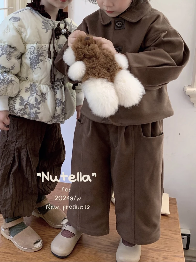 【果】咖色星空呢休闲裤 8200