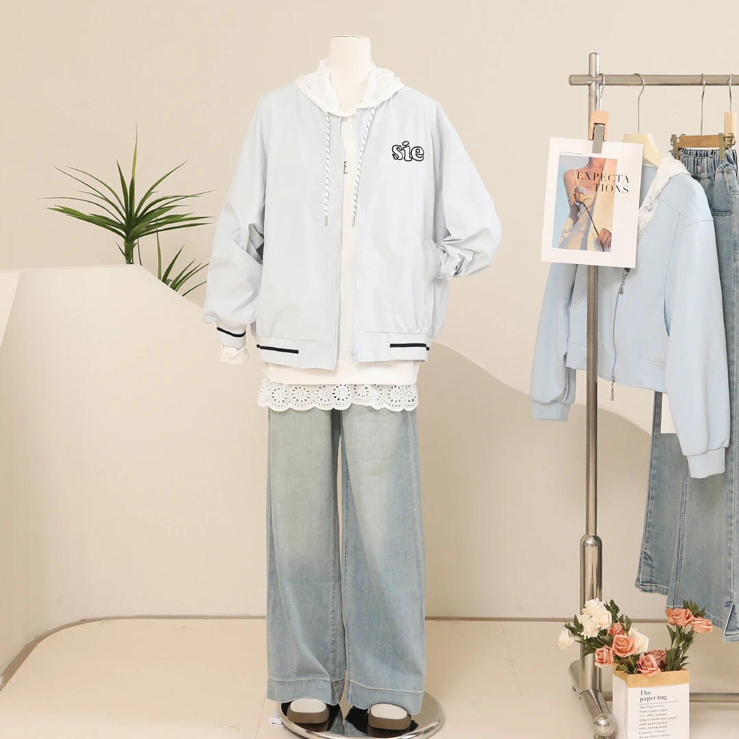 C4675女童后背字母外套两件套