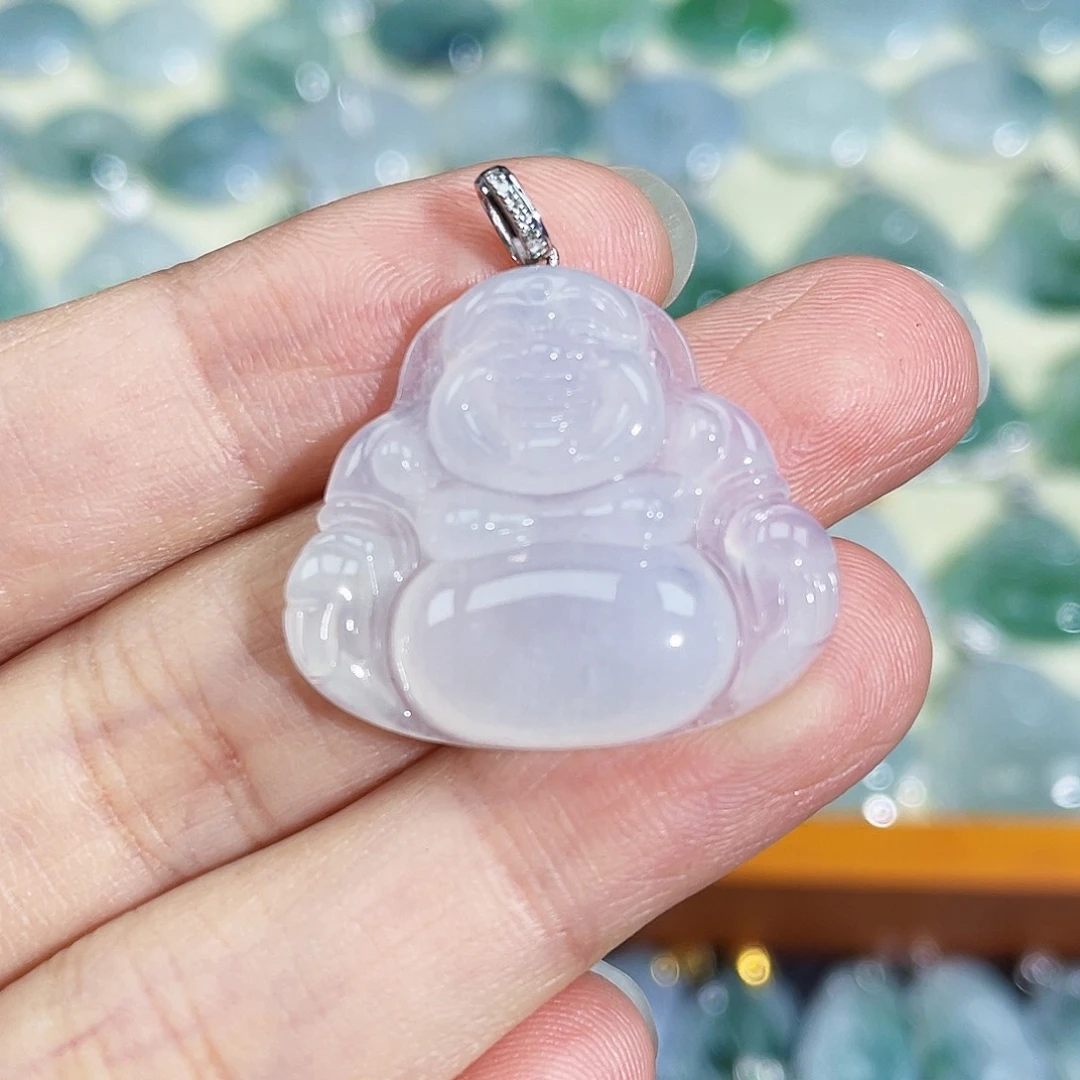 翡翠颈饰18K金镶嵌我***上吊坠