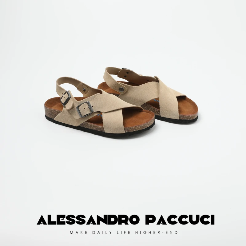 AP洛哥42083XD 【休闲博肯】牛反绒百搭厚底夏季交叉凉鞋