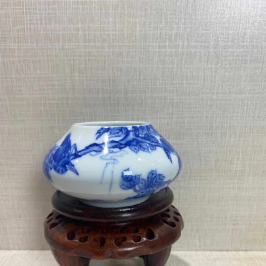 渔娄水孟青花花鸟