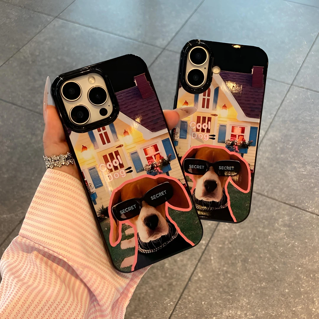 歌诗丹途墨镜小狗适用于苹果16华为OPPOVIVO小米荣耀等防摔手机壳