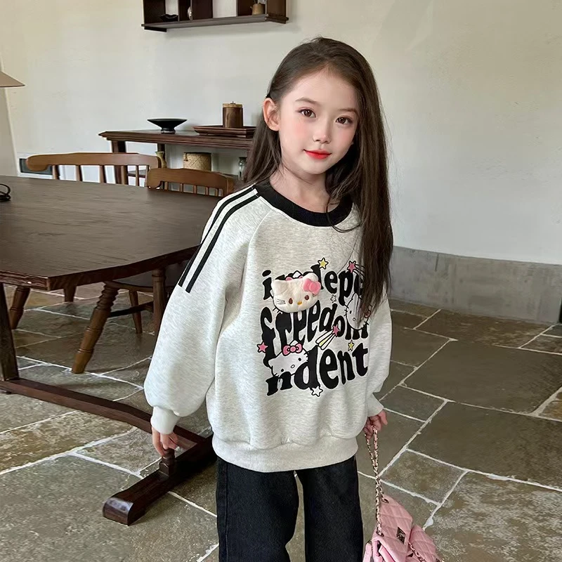 女童卡通Kitty卫衣秋季宽松2025春秋新款儿童宝宝洋气套头上衣潮