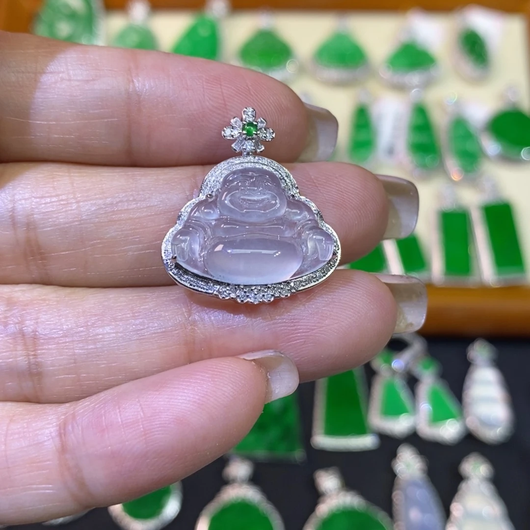 翡翠吊坠(不含链)18K金镶嵌吊坠