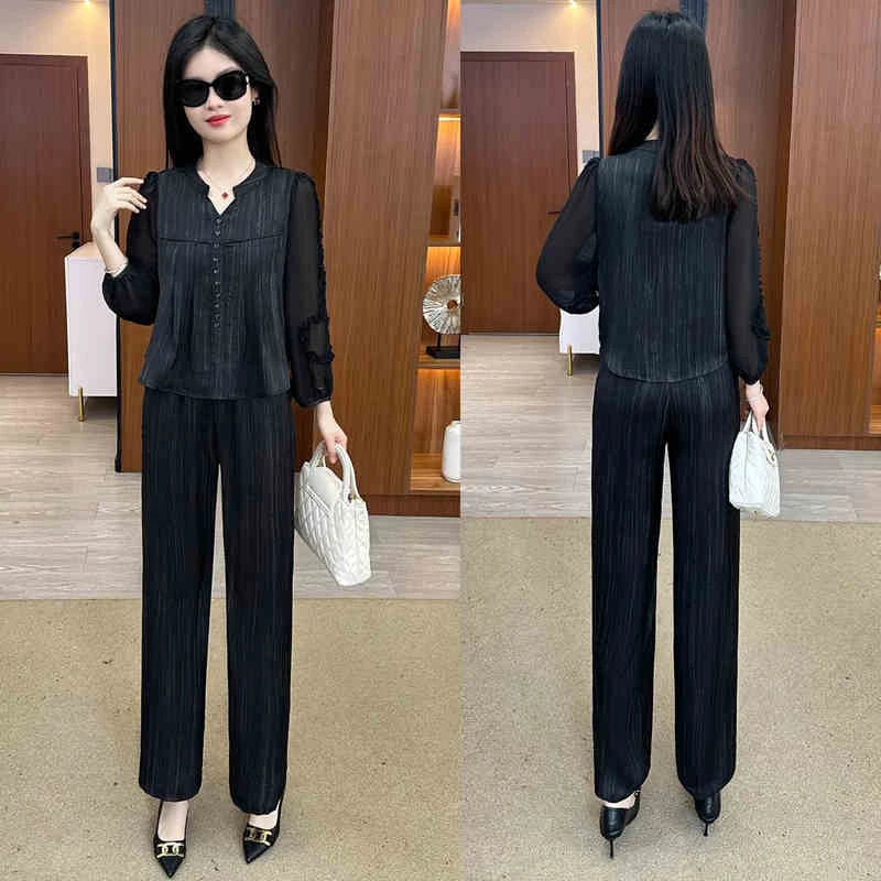 短袖大码显瘦气质洋气时尚休闲春季套装减龄韩版遮肚2025春夏减龄