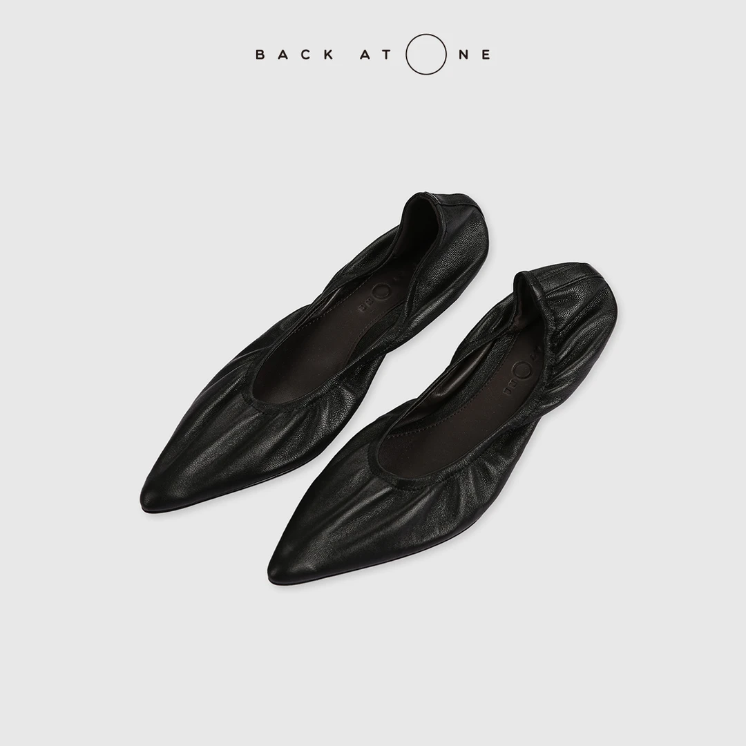 BackAtOne “法式小猫跟”R*W褶皱包边口尖头单鞋 BFS-7FL184M-K