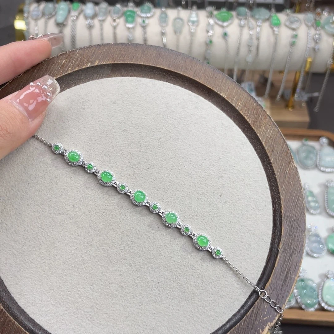 翡翠银S925镶嵌手链