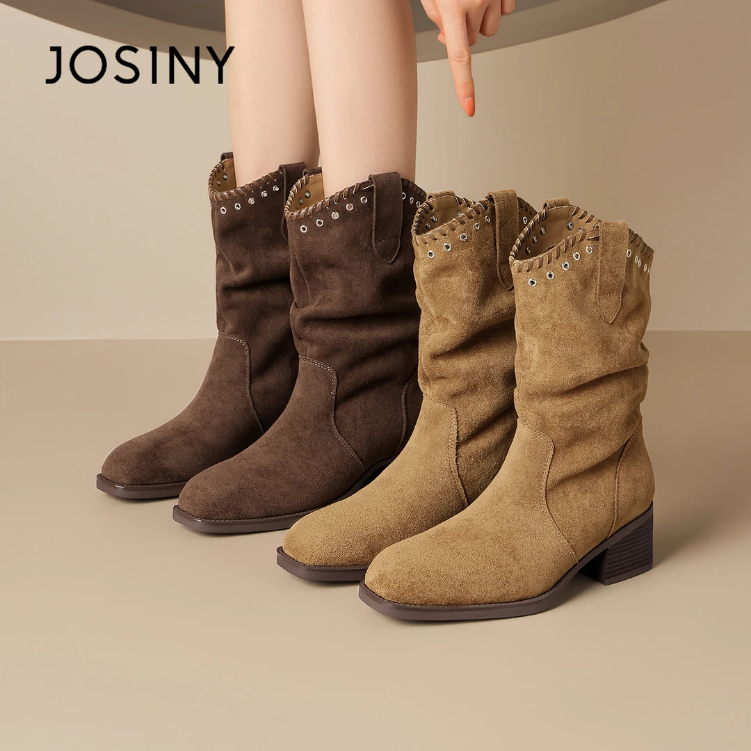 卓诗尼琥珀流光复古堆堆靴女2025爆款秋季美拉德靴子尖头高跟短靴