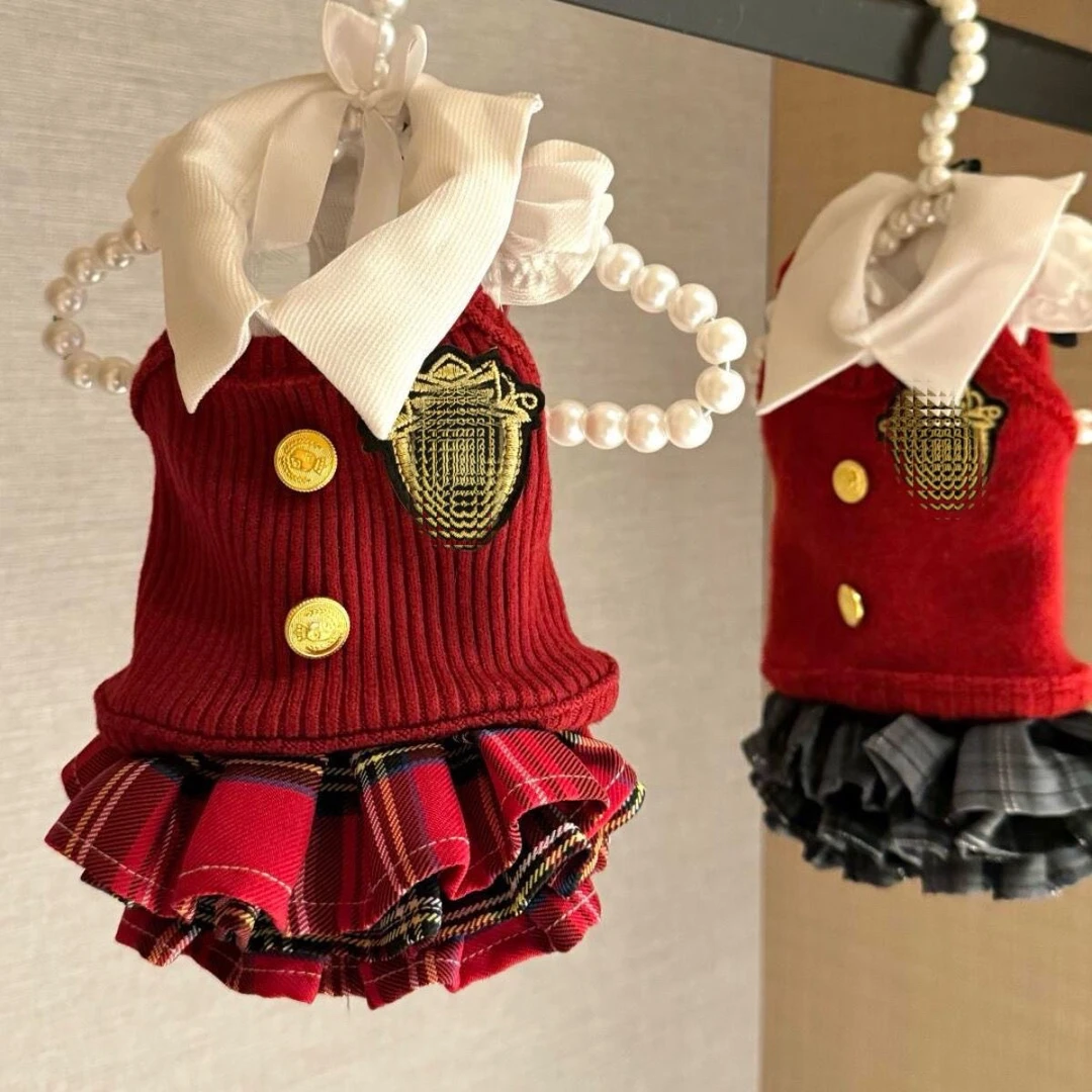宠物比熊博美泰迪小型犬贵族学院风连衣裙狗狗衣服春秋冬装约克夏