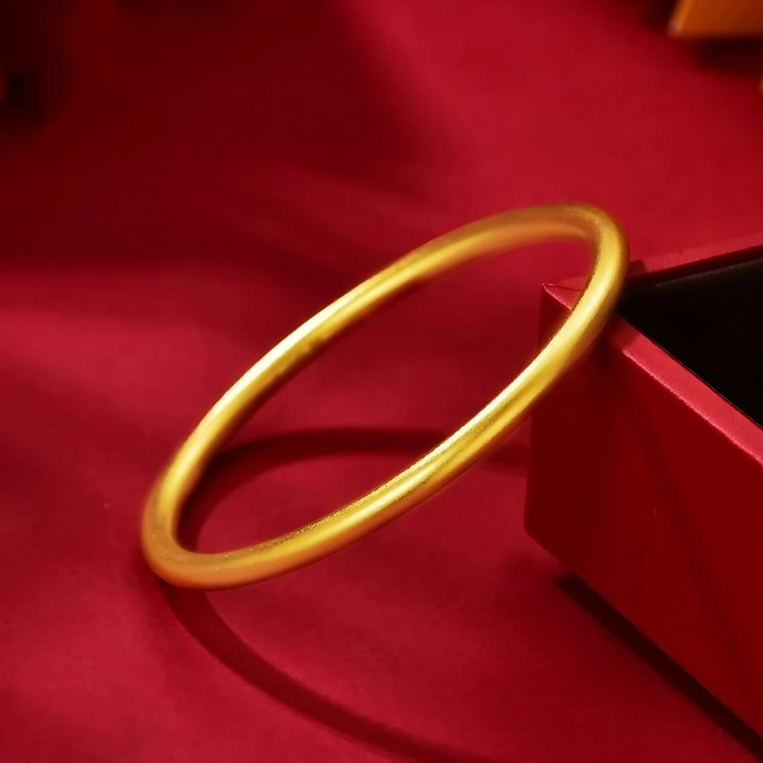 铜合金手镯 【新疆包邮】手镯新款素圈手镯金色简约女镯子时尚