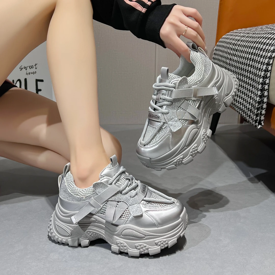 【单网】真皮老爹鞋女2025夏季新款ins风舒适透气运动鞋女鞋子