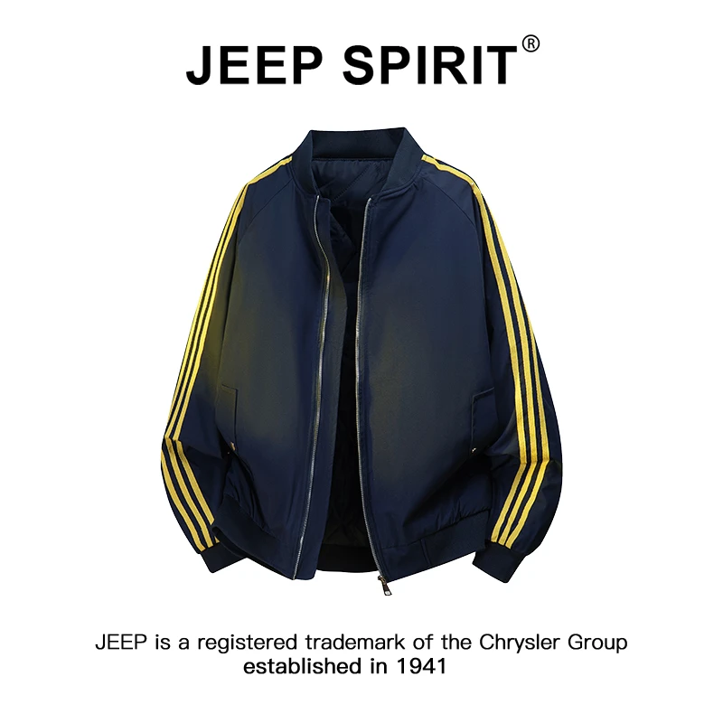 Jeep吉普美式三条杠bomber棉服男女款冬季加厚保暖棒球领棉衣外套