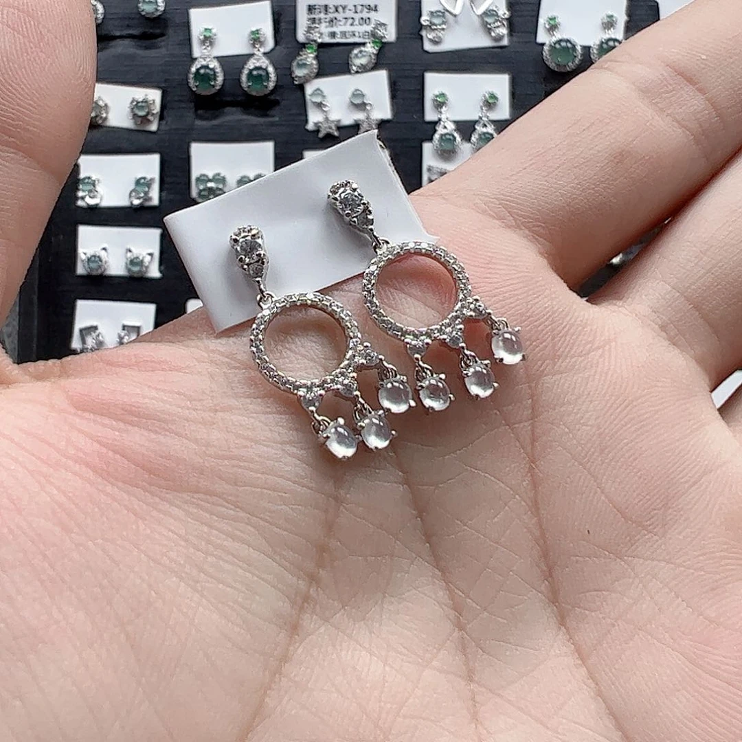 翡翠手链银S925镶嵌天然翡翠A货