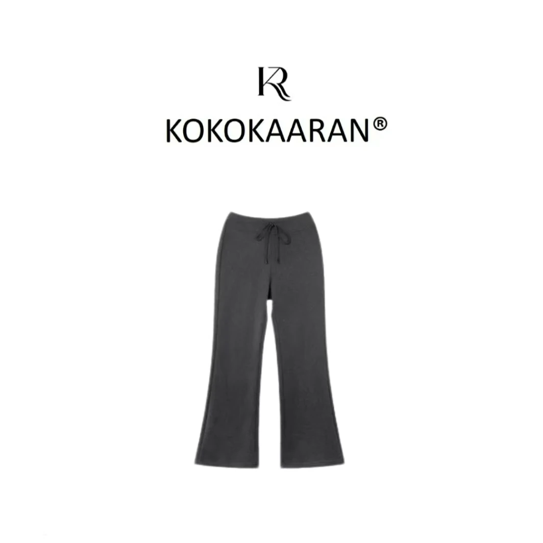kokokaaran/可可咔伦"女神裤"纯色抽绳微喇休闲裤 SH250775