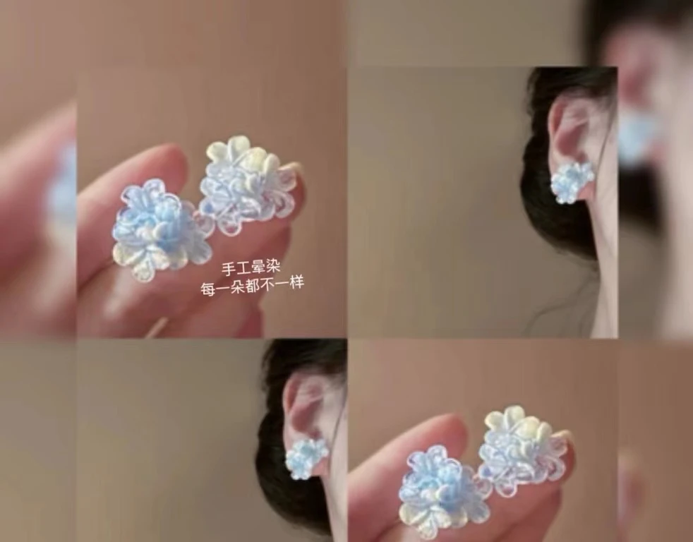 铜合金树脂耳饰 手工气质轻奢法式小众温柔清新小巧耳饰082