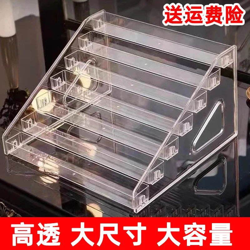 首饰展示架 亚克力桌面展示架吧唧收纳盒透明多层阶梯徽章展示板