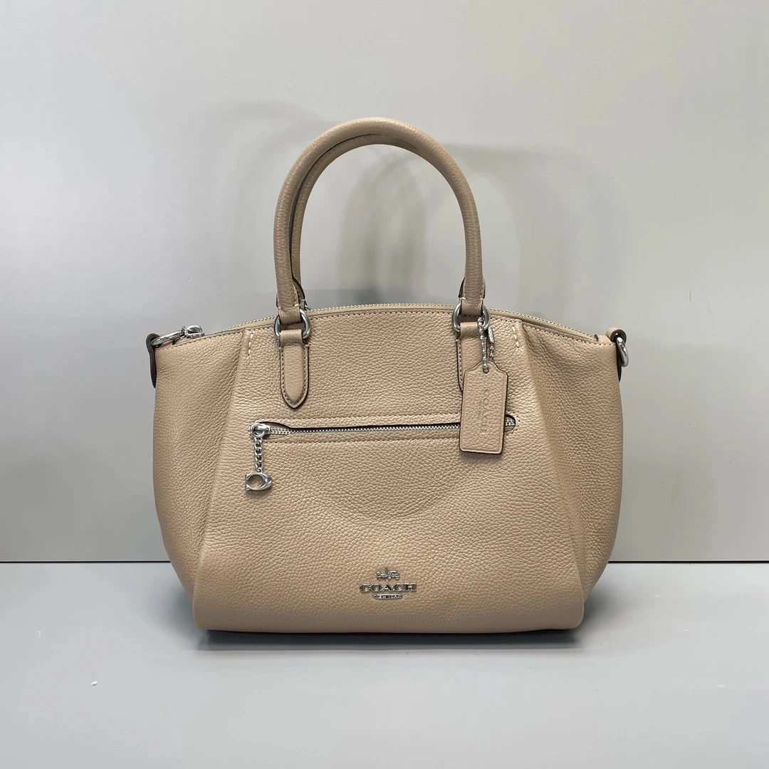 99新 COACH/蔻驰 Elise 奶茶色饺子包24x20x12cmE020917