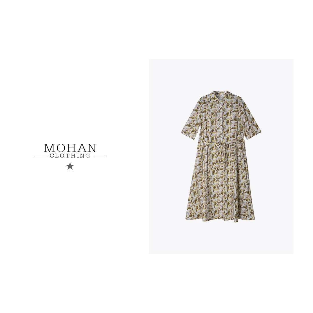 CLOTHING/墨含高奢时尚气质优雅百搭秋季纯棉连衣裙AMF207