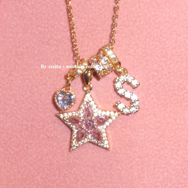 合金项链 Wish Star·幸运许愿星～美式辣妹定制字母闪钻五角星项链