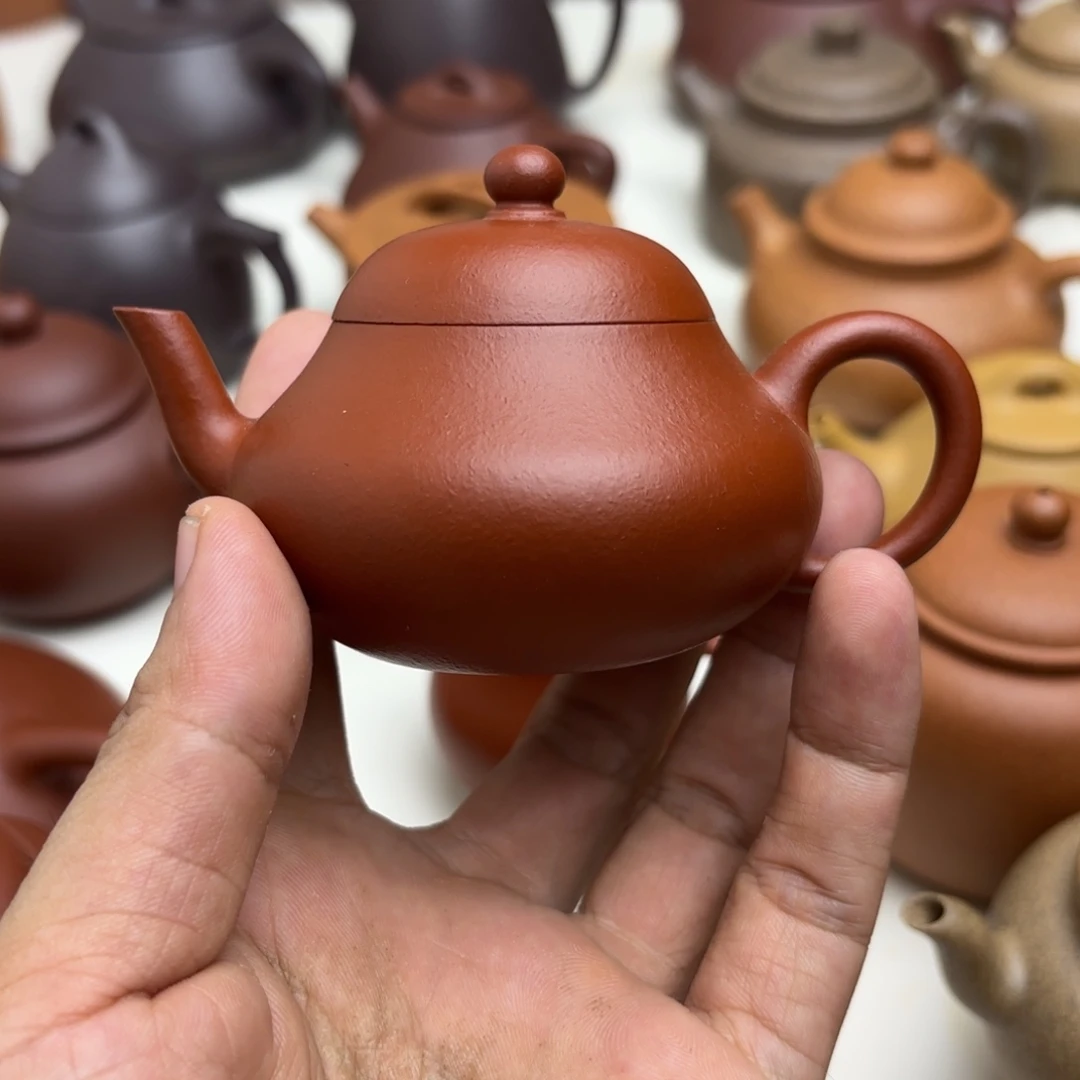 【***】茶壶紫砂梨形壶朱泥