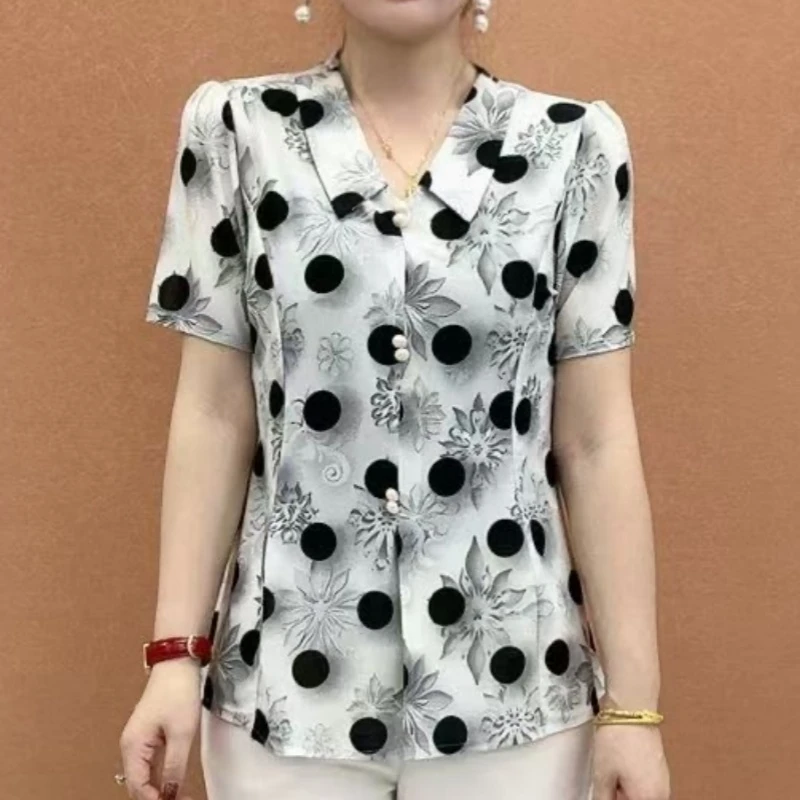 2025夏季新款妈妈装洋气小衫时尚百搭遮肉小个子T恤上衣