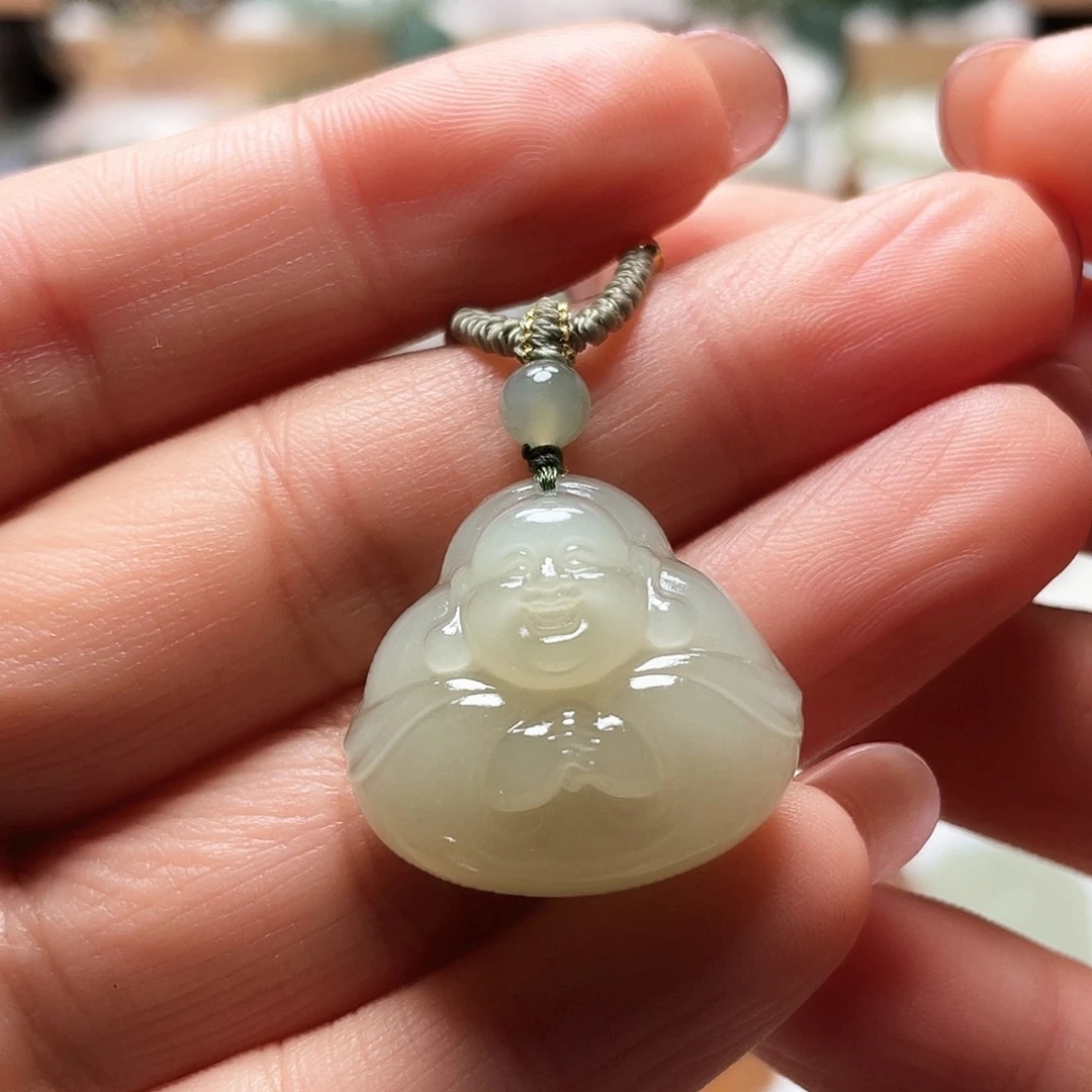 和田玉未镶嵌吊坠(赠链)抱抱佛25